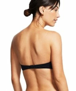 Seafolly Twist Front Bandeau Black -Cheap Swimweargalore Store sea31217065.001 seafolly twist front bandeau1