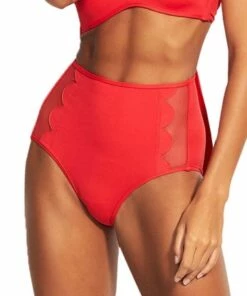Seafolly Petal Edge High Waist Pant Chilli Red -Cheap Swimweargalore Store sea40573065 seafolly petal edge high waist pant 1