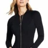 Seafolly Long Sleeve Gold Zip Suntop Black