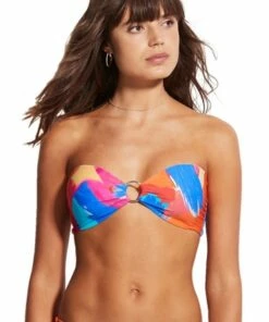 Seafolly Arthouse Ring Front Bandeau Bra Chilli Red