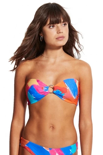 Seafolly Arthouse Ring Front Bandeau Bra Chilli Red 1 Seafolly Arthouse Ring Front Bandeau Bra Chilli Red