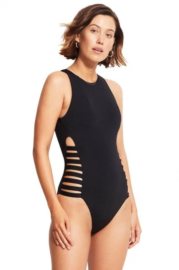 Seafolly Collective Multi Strap One Piece Black 1 Seafolly Collective Multi Strap One Piece Black