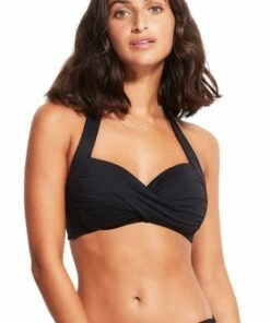 Seafolly Collective Twist Soft Cup Halter Black