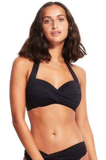 Seafolly Collective Twist Soft Cup Halter Black 1 Seafolly Collective Twist Soft Cup Halter Black