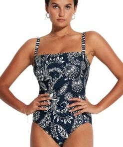 Seafolly Folklore DD Cup One Piece Navy