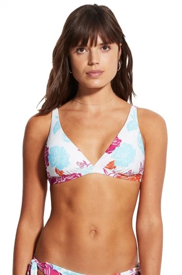 Seafolly Oasis Floral Longline Tri White 1 Seafolly Oasis Floral Longline Tri White