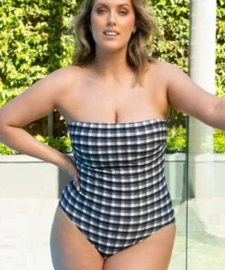 Seafolly Portofino DD Cup Bandeau One Piece Black -Cheap Swimweargalore Store seafolly portofino dd bandeau one piece 2 jess 14