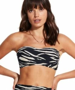 Seafolly Skin Deep Bustier Bandeau Black