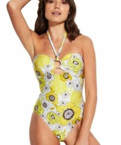 Seafolly Summer Of Love Ring Front One Piece Lime