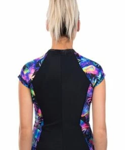 Salty Ink Las Palmas Zip Suntop Black -Cheap Swimweargalore Store slt2007las018 las palmas zip suntop b 1