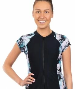 Salty Ink Las Palmas Zip Suntop Black