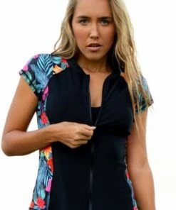 Salty Ink South Pacific Short Sleeve Suntop Black