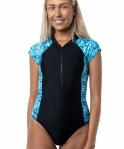 Salty Ink Blue Lagoon Tie Dye Sunsuit Black/Navy -Cheap Swimweargalore Store slt2012blu.962 salty ink blue lagoon tie dye sunsuit