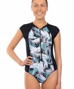 Salty Ink Las Palmas Zip Sunsuit Black
