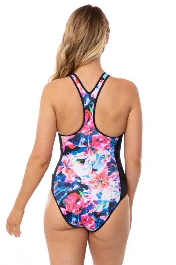 Salty Ink Contiki Cove Zip One Piece Black/Pink 2 Salty Ink Contiki Cove Zip One Piece Black/Pink - Image 2