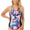 Salty Ink Contiki Cove Zip One Piece Black/Pink