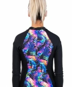 Salty Ink Las Palmas Zip Suntop Black -Cheap Swimweargalore Store slt2016las018 las palmas zip suntop b