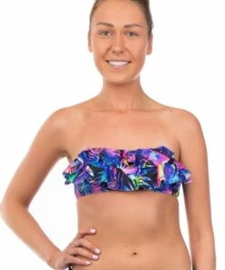 Salty Ink Las Palmas Ruffle Tube Top Black -Cheap Swimweargalore Store slt2025las018 las palmas ruffle tube top slt2022las018 las palmas tieside pant 2 1