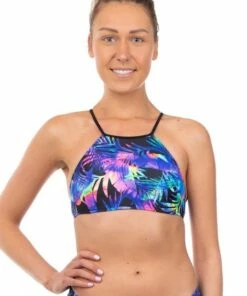 Salty Ink Las Palmas High Neck Crop Black -Cheap Swimweargalore Store slt2035las018 las palmas high neck crop