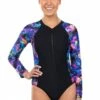 Salty Ink Las Palmas Zip Sunsuit Neon