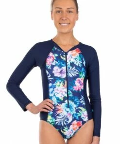 Salty Ink Bahamas Zip Sunsuit Navy
