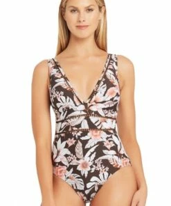 Sea Level Tamarin Spliced One Piece Sepia