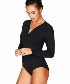 Sea Level Plains Long Sleeve Sunsuit Black -Cheap Swimweargalore Store slvsl1112p sea level plains long sleeve sunsuit 3 1