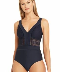 Sea Level Amazing Lace Spliced One Piece Night Sky