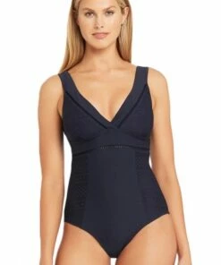 Sea Level Amazing Lace Cross Front One Piece Night Sky