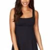 Sea Level Square Neck Swim Dress Black