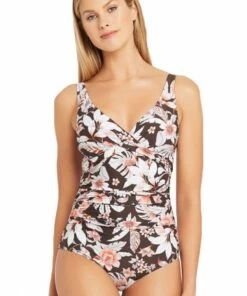 Sea Level Tamarin Cross Front One Piece Sepia