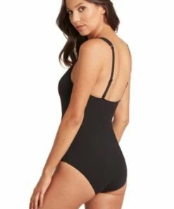Sea Level Spliced Plunge One Piece Black -Cheap Swimweargalore Store slvsl1297p sea level spliced plunge one piece back 1