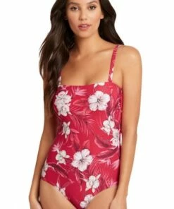 Sea Level Tropicale Bandeau One Piece Red