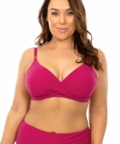 Sea Level Riviera Rib DD/E Cup Twist Front Bra Rose -Cheap Swimweargalore Store slvsl3008rr sea level riviera rib dd e cup twist front bra front