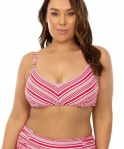 Sea Level Tulum Stripe DD/E Cup Bralette Red/White