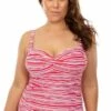 Sea Level Tulum Stripe Twist Front Tankini Separate Red/White
