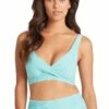 Sea Level Positano Stripe Cross Front Bra Aqua