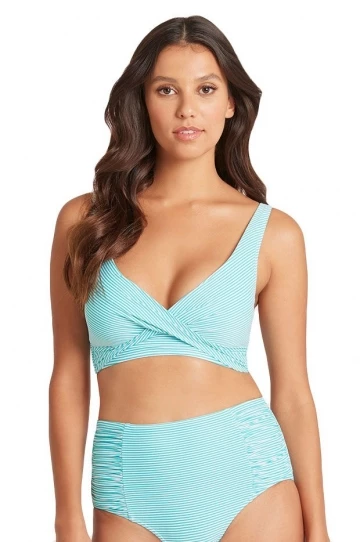 Sea Level Positano Stripe Cross Front Bra Aqua 1 Sea Level Positano Stripe Cross Front Bra Aqua