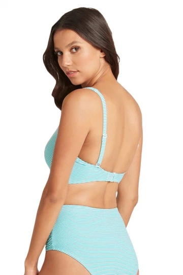 Sea Level Positano Stripe Cross Front Bra Aqua 2 Sea Level Positano Stripe Cross Front Bra Aqua - Image 2