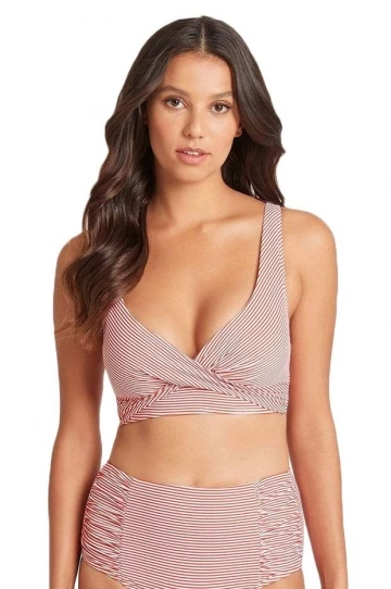 Sea Level Positano Stripe Cross Front Bra Aqua 5 Sea Level Positano Stripe Cross Front Bra Aqua - Image 5
