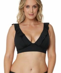 Sea Level Plains Frill Bra Black