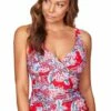 Sea Level Aztec Rose Cross Front Tankini Separate Red