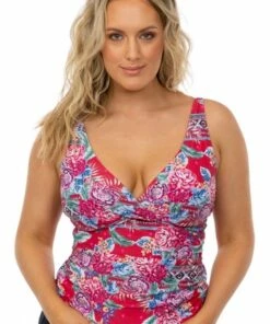 Sea Level Aztec Rose Cross Front Tankini Separate Red -Cheap Swimweargalore Store slvsl3206ar sea level aztec rose cross front tankini separate front