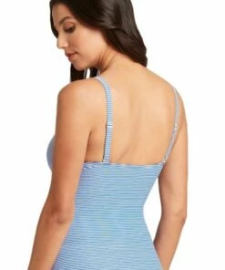 Sea Level Positano Stripe Cross Front Tankini Separate Aqua -Cheap Swimweargalore Store slvsl3206po.438 sea level positano stripe cross front tankini separate1