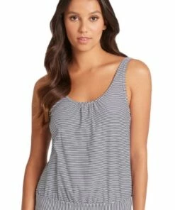 Sea Level Positano Stripe Blouson Tankini Separate Night Sky