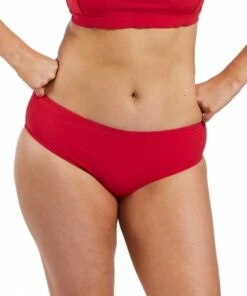 Sea Level Riviera Rib Mid Bikini Pant Red