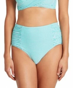 Sea Level Positano Stripe High Waist Pant Aqua