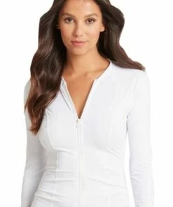 Sea Level Long Sleeve Zip Front Rashie Black -Cheap Swimweargalore Store slvsl5058p.100 sea level plains zip suntop 2