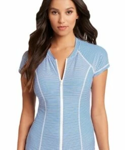Sea Level Positano Stripe Short Sleeve Suntop Azure