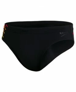 Speedo Mens Tech Panel 7cm Brief Black/Orange